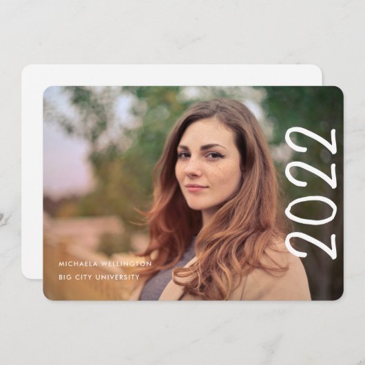 Moderne 2022 Script 1 Foto University Abschluss Ankündigung (Vorne/Hinten)