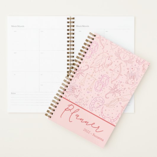 Moderne 2022 Script Blush Pink Astrologie  Planer (Anzeige)