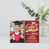 Moderne 2024 FOTO Graduation Party Einladung Postkarte (Stehend Vorderseite)