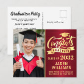 Moderne 2024 FOTO Graduation Party Einladung Postkarte (Vorne/Hinten)