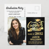 Moderne 2024 FOTO Graduation Party Einladung Postkarte (Vorne/Hinten)