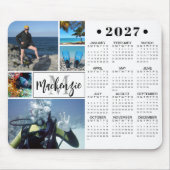 Moderne 2026 Kalender 5 Fotos Monogramm Name Mousepad (Vorne)