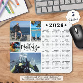 Moderne 2026 Kalender 5 Fotos Monogramm Name Mousepad