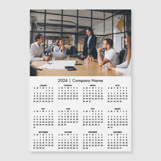 Moderne 2026 Kalender Firmenname Foto Magnet (Vorderseite)