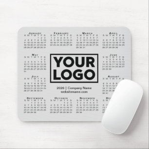 Moderne 2026 Kalender Geschäft Firmenlogo Grau Mousepad