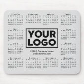 Moderne 2026 Kalender Geschäft Firmenlogo Grau Mousepad (Vorne)