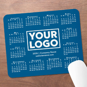 Moderne 2026 Kalender Geschäft Logo Blau Mousepad
