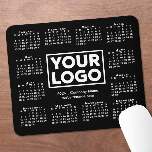 Moderne 2026 Kalender Geschäft Logo Schwarz Mousepad