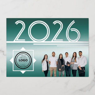 Moderne 2026 Neujahrs-Logo-Foto-Grußkarte Folieneinladung