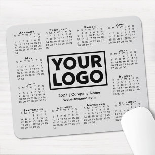 Moderne 2027 Kalender Geschäft Firmenlogo Grau Mousepad