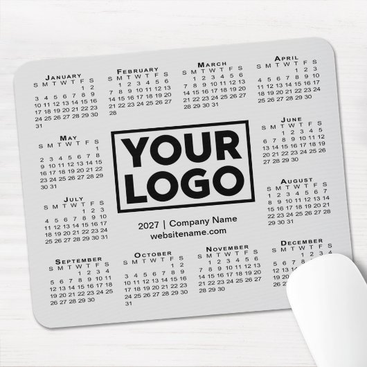 Moderne 2027 Kalender Geschäft Firmenlogo Grau Mousepad