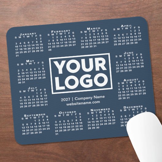 Moderne 2027 Kalender Geschäft Logo Navy Blau Mousepad