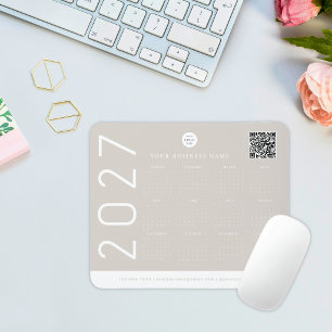 Moderne 2027 Kalender Neutrales Beige Geschäftslog Mousepad