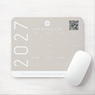 Moderne 2027 Kalender Neutrales Beige Geschäftslog Mousepad