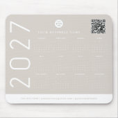 Moderne 2027 Kalender Neutrales Beige Geschäftslog Mousepad (Vorne)