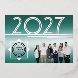 Moderne 2027 Neujahrs-Logo-Foto-Grußkarte Folieneinladung