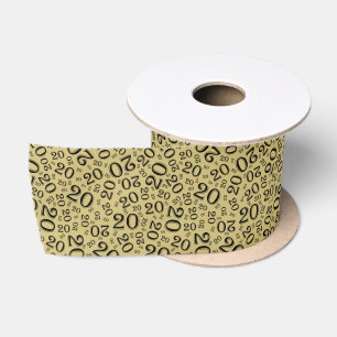 Moderne 20. Geburtstags-Nummern-Muster Schwarz/Gol Satinband