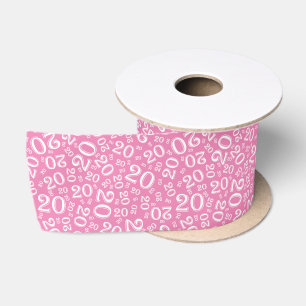 Moderne 20. Geburtstags-Nummernstruktur Pink/Weiß Satinband