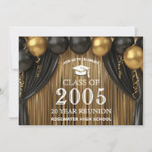 Moderne 20-jährige Wiedersehen Black Gold Einladun Einladung (Vorderseite)