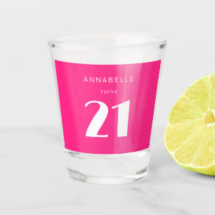 Moderne 21. Einundzwanzig Geburtstagsfeier in Rosa Schnapsglas