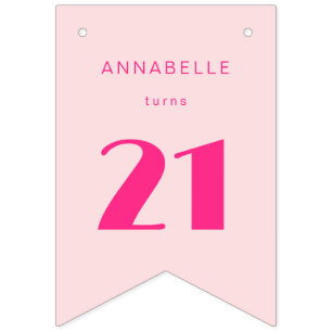 Moderne 21. Einundzwanzig Pink Geburtstagsfeier Wimpelkette