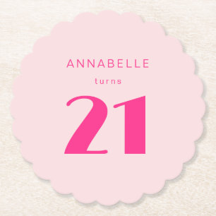 Moderne 21. Einundzwanzigste Pinke Geburtstagsfeie Untersetzer