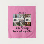 Moderne 21. Geburtstag personalisiert 9 FotoCollag Wandteppich (Vorderseite)