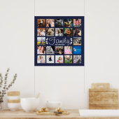 Moderne 22-Familie Foto Collage Laurels Navy Poster (Küche)