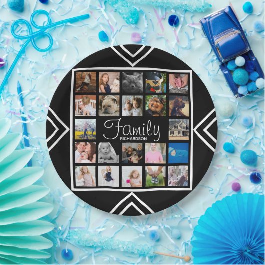 Moderne 22-Familie Foto Collage & Name Pappteller (Party)