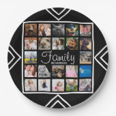 Moderne 22-Familie Foto Collage & Name Pappteller (Vorderseite)