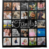 Moderne 22 Familien-Foto-Collage u. Name Duschvorhang (Vorderseite)