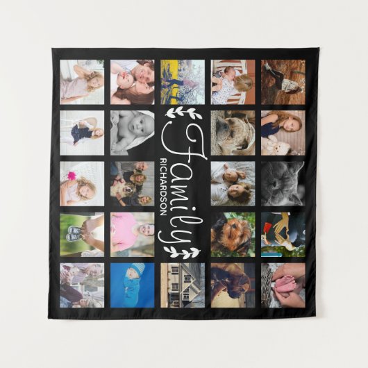 Moderne 22 Familien-Foto-Collagen-weißes Wandteppich (Vorderseite (Horizontal))