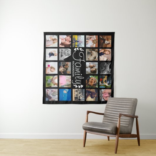 Moderne 22 Familien-Foto-Collagen-weißes Wandteppich (Beispiel (Horizontal))