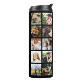 Moderne 24 Familien-Foto-Collage mit Initiale u. Thermosbecher (Nach links gedreht)