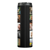 Moderne 24 Familien-Foto-Collage mit Initiale u. Thermosbecher (Rückseite)