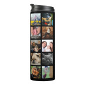 Moderne 24 Familien-Foto-Collage mit Initiale u. Thermosbecher (Nach rechts gedreht)