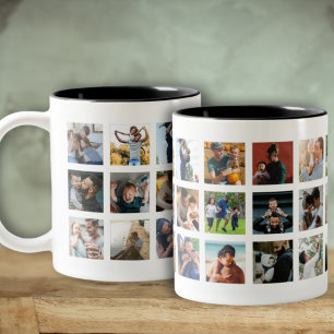 Moderne 24 Insta Foto Collage Erinnerungsstück  Zweifarbige Tasse