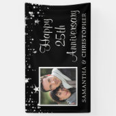Moderne 25-jährige Foto Black Silver Stars Banner (Vertikal)