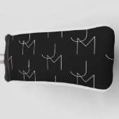 Moderne 2 Anfangsbuchstaben Muster | Schwarz & Wei Golf Headcover (Vorderseite)