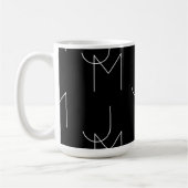 Moderne 2 Anfangsbuchstaben Muster | Schwarz & Wei Kaffeetasse (Links)