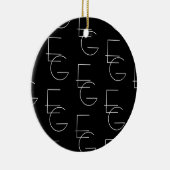 Moderne 2 Anfangsbuchstaben Muster | Schwarz & Wei Keramik Ornament (Rechts)