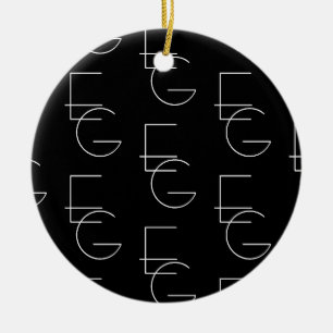 Moderne 2 Anfangsbuchstaben Muster Schwarz & Wei Keramik Ornament