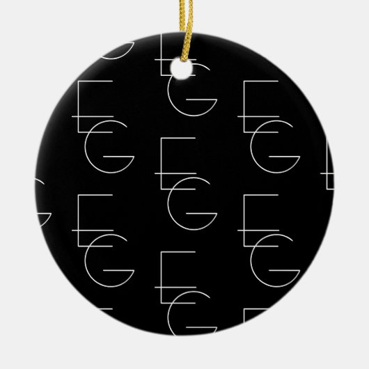 Moderne 2 Anfangsbuchstaben Muster | Schwarz & Wei Keramik Ornament (Vorne)