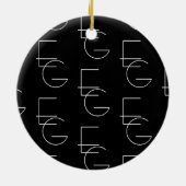 Moderne 2 Anfangsbuchstaben Muster | Schwarz & Wei Keramik Ornament (Hinten)