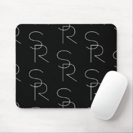 Moderne 2 Anfangsbuchstaben Muster | Schwarz & Wei Mousepad