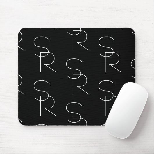 Moderne 2 Anfangsbuchstaben Muster | Schwarz & Wei Mousepad (Mit Mouse)