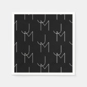 Moderne 2 Anfangsbuchstaben Muster | Schwarz & Wei Serviette (Vorderseite)