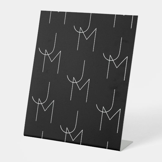 Moderne 2 Anfangsbuchstaben Muster | Schwarz & Wei Sockelschild (Vorderseite)