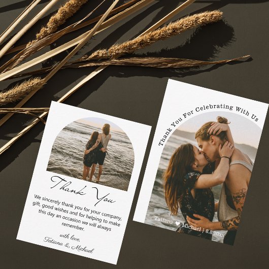 Moderne 2 Arche Fotos Hochzeit Dankeschön Karte