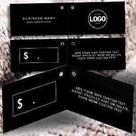 Moderne 2-Falten-Black Clothing-Logo Preis-Hang-Ta